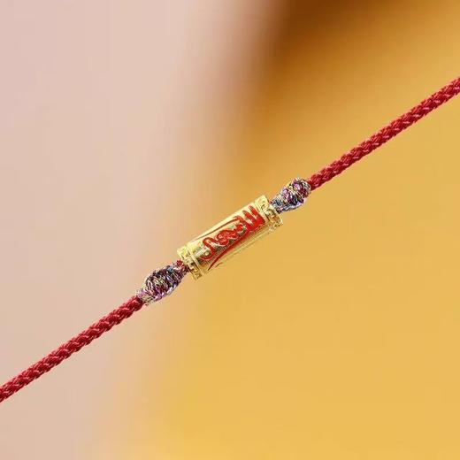六鑫珠宝 s925银镀金太岁手工编织本命年红绳手链 新中式 商品图2