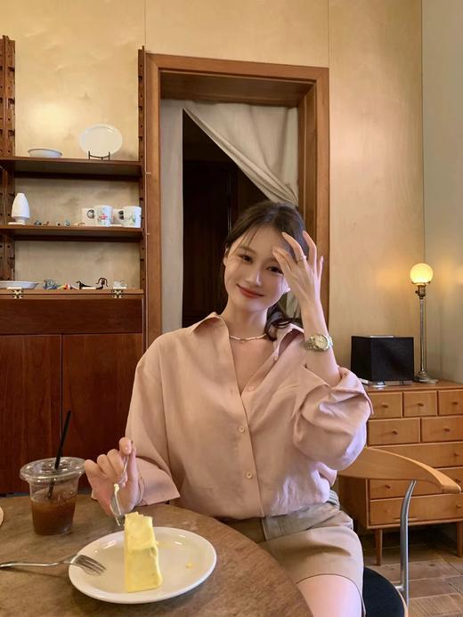 F0316102亚麻三文鱼粉衬衫早春新款高阶通勤衬衫上衣 商品图8