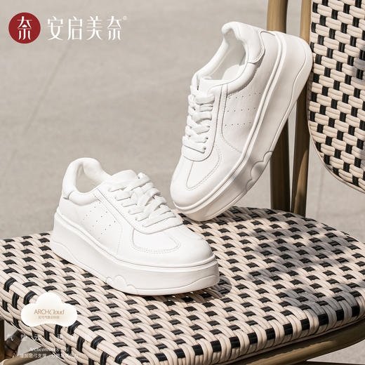 ARCH CONTACT安启美奈厚底小白鞋松糕底休闲百搭透气系带板鞋53109 商品图4