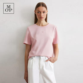 【男女同款】MOP25夏季新款基本纯色精纺纯棉短款logo刺绣短袖T恤