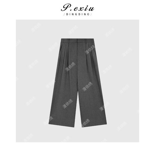 03-3潘依绣丁丁宠粉醋酸极简风压褶西装裤阔腿休闲裤Q67132 商品图0