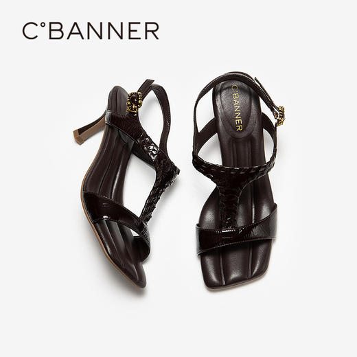 【上新】【静音系列】千百度T字露趾时装凉鞋女2026夏季高跟凉鞋A26354171 商品图4