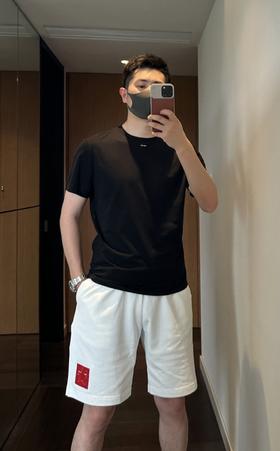 普拉达 纯色logo字母印花短袖T恤 黑色 男女同款（DY）