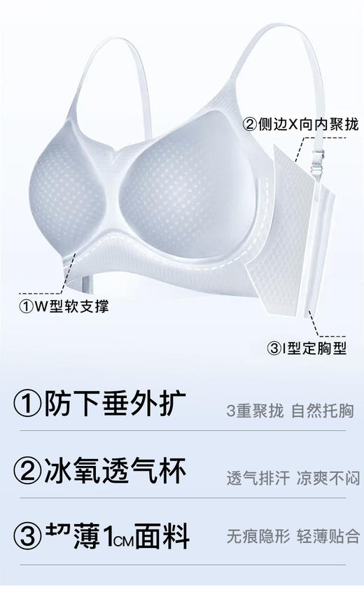 官网299！U家无痕轻薄款透气冰丝内衣女 无钢圈软支撑聚拢防下垂防滑 显瘦背心式文胸 商品图2