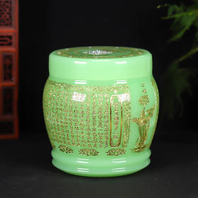 帝王绿琉璃骨灰坛阿弥陀佛万字骨灰桶骨灰坛18*20cm