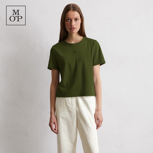 【男女同款】MOP25夏季新款基本纯色精纺纯棉短款logo刺绣短袖T恤 商品图3