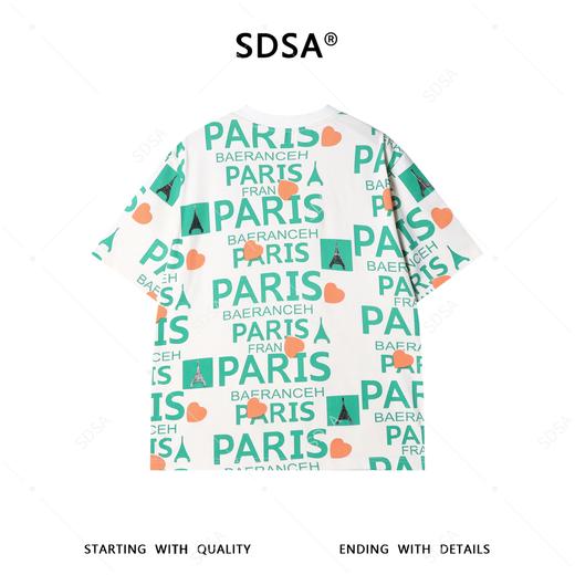 26T147SDSA男装2026新款高贵轻奢美式撞色满印字母印花圆领短袖T恤百搭 商品图5