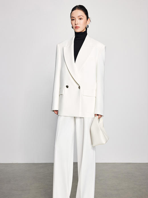 法小曼*子珍气质女神范高端套装白色阔型西装女高级感正肩大女主气场 商品图0