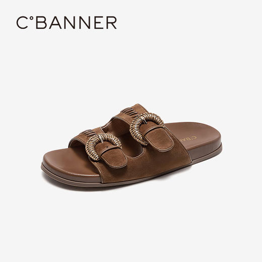 【上新】千百度编织勃肯鞋平底凉拖鞋女2026夏季新款露趾休闲拖鞋A26390210 商品图1