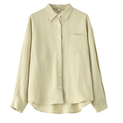 春夏亚麻衬衣女士衬衫 轻奢高级感长袖 薄款纯色宽松外套 商品图4