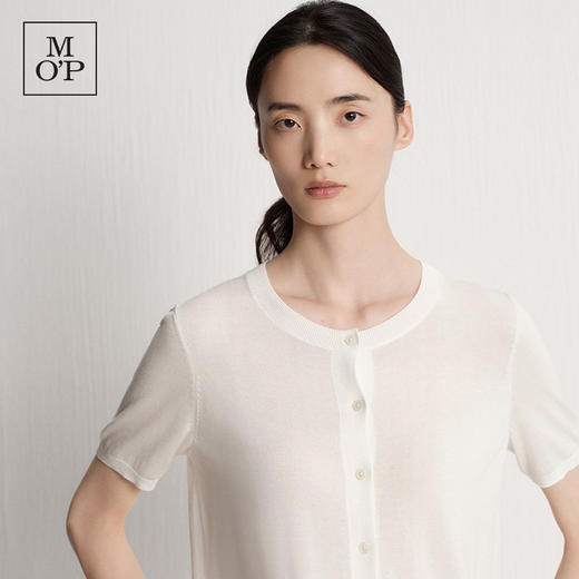 Marc O'Polo夏季新款好看气质白色舒适短袖毛织开衫女士上衣小衫 商品图4
