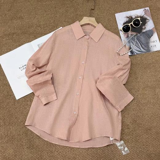 F0316102亚麻三文鱼粉衬衫早春新款高阶通勤衬衫上衣 商品图3