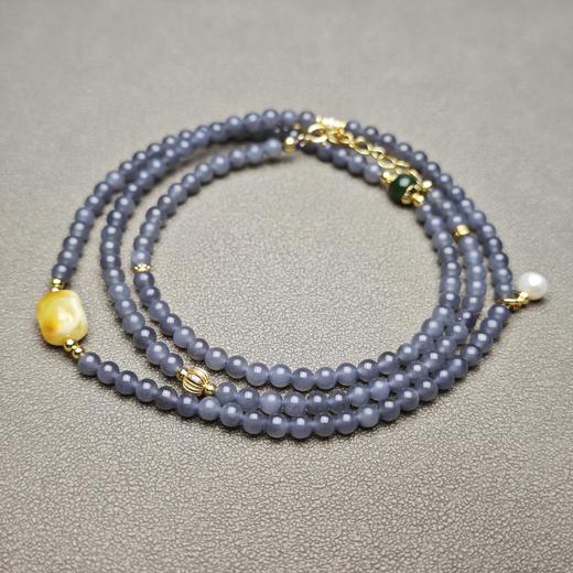 和田玉青海烟紫精美小米珠手串 312-23 商品图2