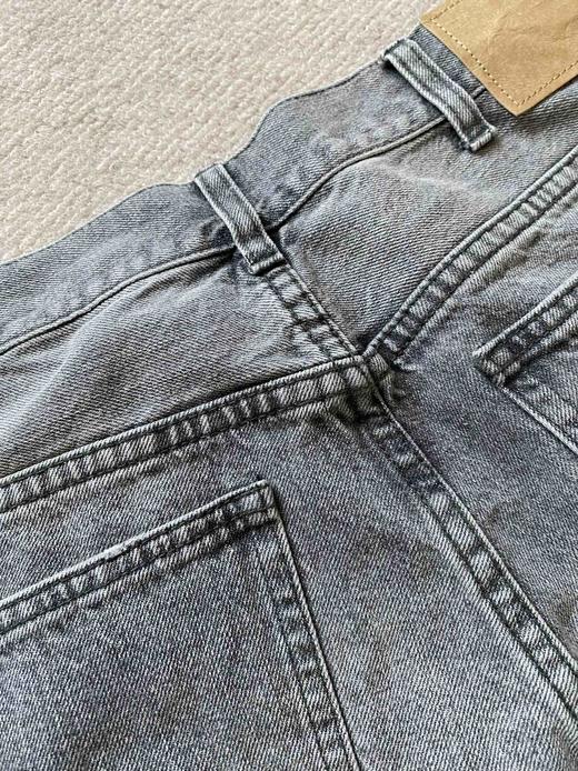 F031654重工水洗灰Wesley牛仔裤下摆毛边排扣门襟男士长裤 商品图4