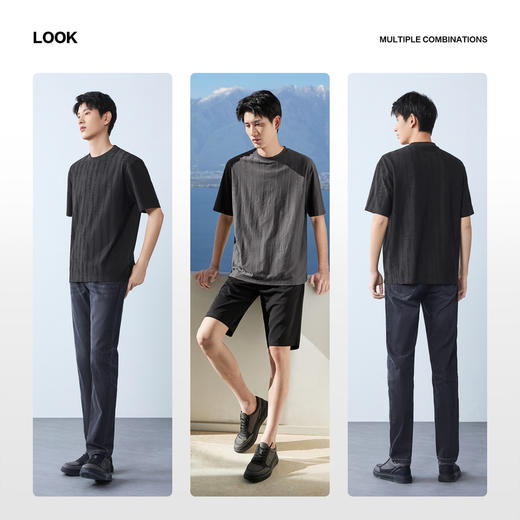 【新疆棉/肌理T恤】柒牌短袖T恤男2026春夏新款透气舒适百搭上衣 130T72520 商品图2