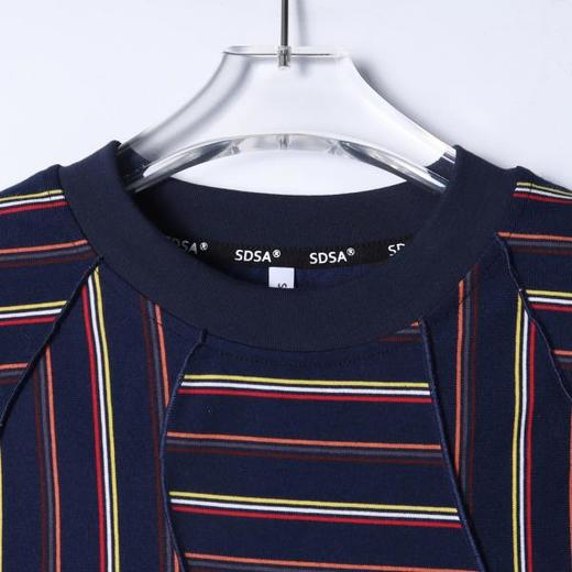 26T145SDSA男装2026新款高贵轻奢设计感撞色条纹刺绣明线圆领短袖T恤潮 商品图5