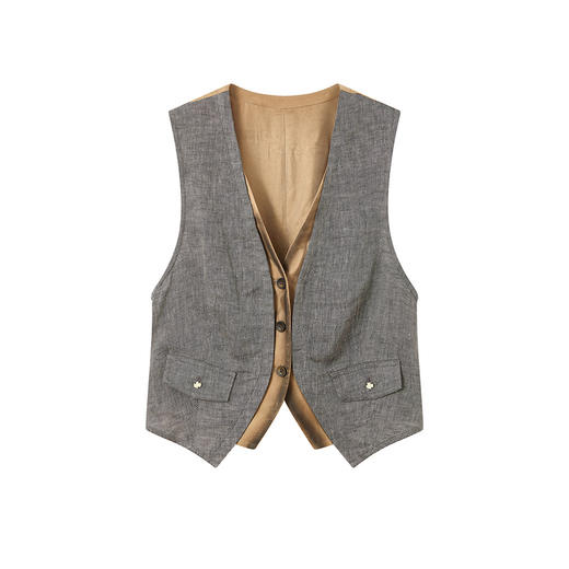 谜底西装马甲2026年夏季新品老钱风复古拼接艺术马夹女262MM0628 商品图4