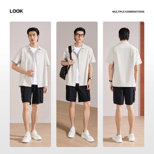 【古巴领/防泼水/抗静电】柒牌男装2026夏季新款宽松休闲短袖衬衫 130A70030 商品图2