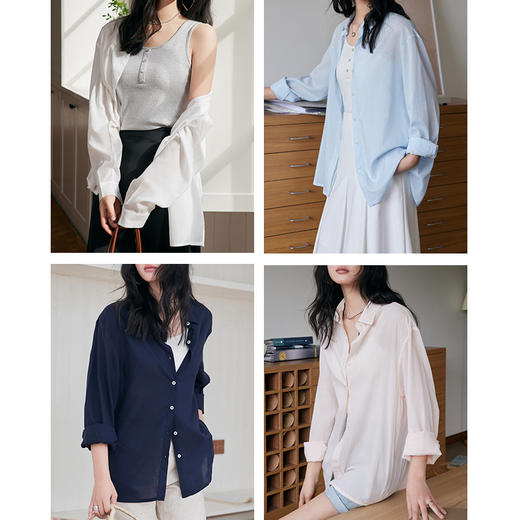 【7天内发出】兰精天丝亚麻衬衫 法式轻薄莱赛尔衬衣 春夏新款防晒开衫上衣 商品图3