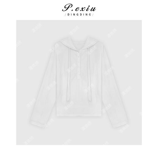 03-3潘依绣丁丁宠粉百搭半排扣褶皱连帽上衣 Q56041 商品图0