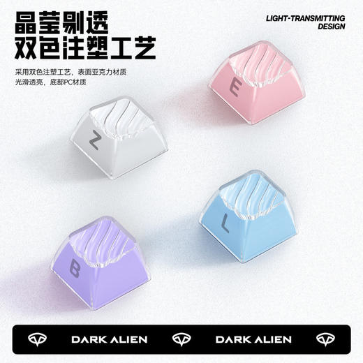 【光滑透亮❗双色注塑】水晶果冻魔浪键帽双色侧刻PBT水晶双层流纹键帽OE M高度136小全套。xa 商品图1