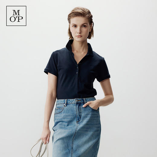 Marc O'Polo/MOP春夏新款好看莱卡纤维翻领修身短袖Polo衫女上衣 商品图0