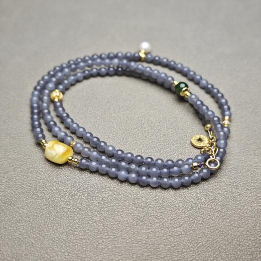 和田玉青海烟紫精美小米珠手串 312-23 商品图5
