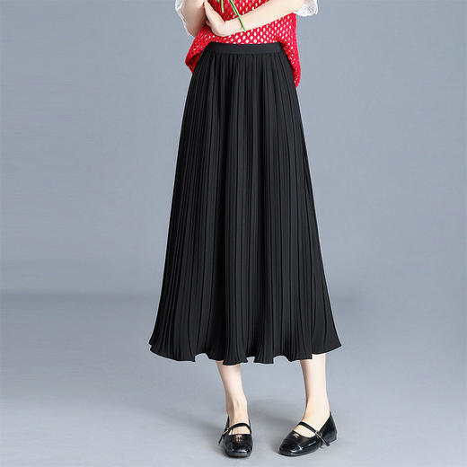 「自」全新升级【铂金会员128/天猫169/差价41】(14815)洛诗琳牙签褶时尚半身裙女2026新款高腰中长款显瘦A字裙大裙 商品图3