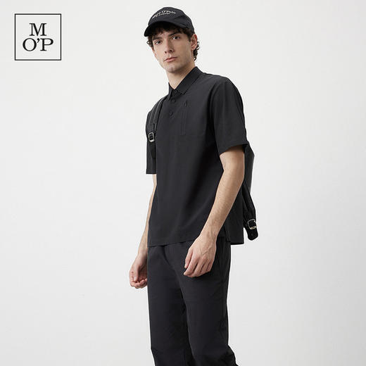 Marc O'Polo/MOP夏季新款高级黑色梭织舒适商务休闲短袖POLO衫男 商品图3