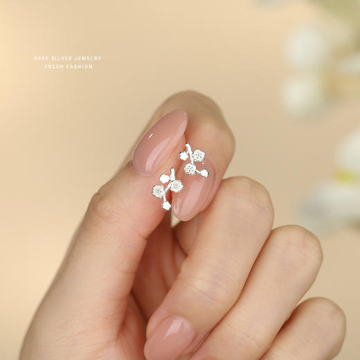 【桃花朵朵】S999纯银桃花耳钉【YXS-E5582】 商品图1
