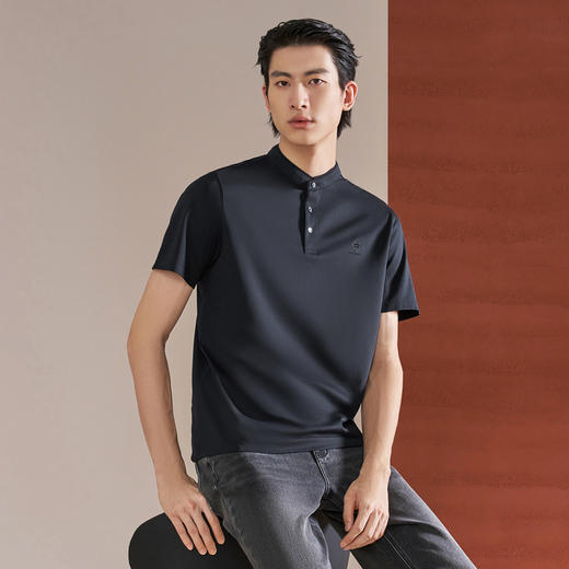 【亚麻/立领POLO衫】柒牌男士短袖POLO衫2026夏季新款上衣休闲 130T70140 商品图1
