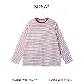 SDSA男装2026新款高贵轻奢时尚简约条纹圆领长袖T恤百搭宽松上衣