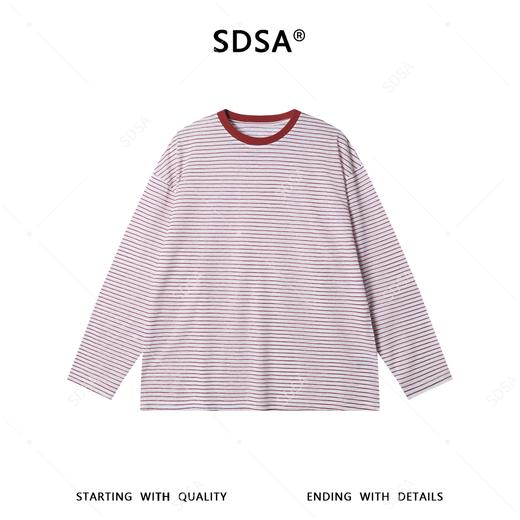 SDSA男装2026新款高贵轻奢时尚简约条纹圆领长袖T恤百搭宽松上衣 商品图0
