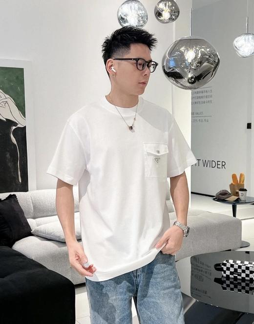 普拉达 尼龙口袋徽标短袖T恤 白色 男女同款（DY） 商品图0