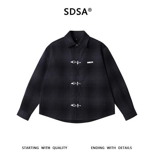 SDSA男装2026新款高贵轻奢格纹飞机扣长袖衬衫潮酷设计高街风上衣 商品图0