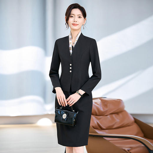 「自」全新升级【铂金会员174/天猫229/差价55】(20707)洛诗琳气质通勤西装外套女2026春季新款无领收腰短外套 商品图2