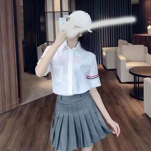 F0316119夏季牛津纺面料手臂四道杠撞色短袖衬衫上衣 商品图5