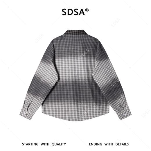 SDSA男装2026新款高贵轻奢撞色小格拼接子翻领长袖衬衫百搭休闲 商品图4