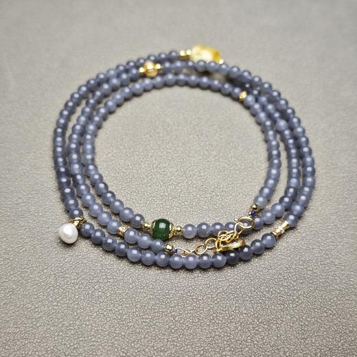和田玉青海烟紫精美小米珠手串 312-23 商品图0