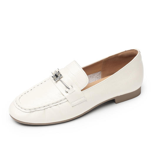 信诺妈妈鞋真皮女鞋复古英伦风乐福豆豆鞋软底不累脚2026春季新款X6C097-50 商品图3