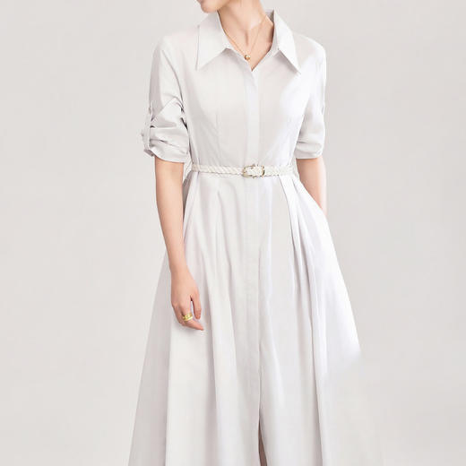 「高货wl」全新升级【铂金会员358/天猫479/差价121】(05644)洛诗琳淡雅气质翻领连衣裙2026春夏通勤天丝棉收腰衬衫裙 商品图3