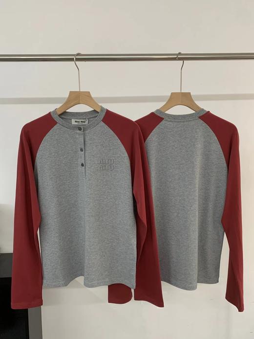 F031683早春学院风氛围感拉满撞色圆领开衫长袖上衣 商品图1