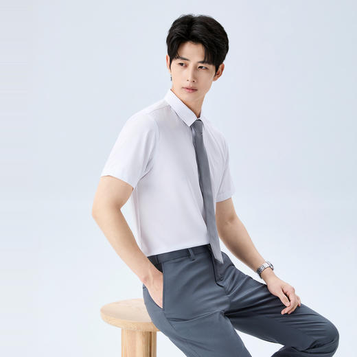 【瞬间凉感】柒牌男装2026夏季新品几何肌理含莫代尔商务短袖衬衫 130A70470 商品图1