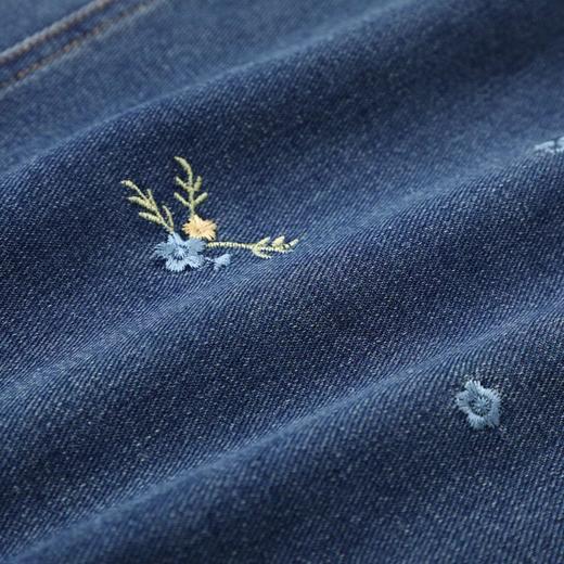 F031690蓝色刺绣碎花水洗牛仔裤子女2026春新款垂感拖地阔腿长裤 商品图5