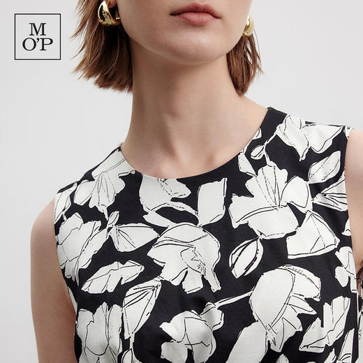 Marc O'Polo/MOP夏季新款好看黑白自然植物印花长款无袖连衣裙女 商品图4