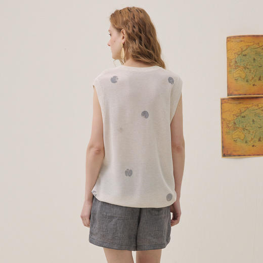 谜底针织衫无袖2026夏季新品时髦不规则提花毛衣背心女262MZ0761 商品图2