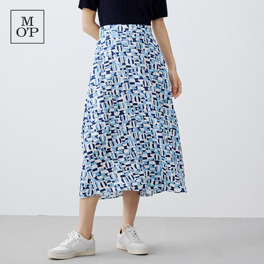 【汤曼妮粉丝专享】MOP 夏季新款时尚薄款透气几何印花长款半身裙 商品图0