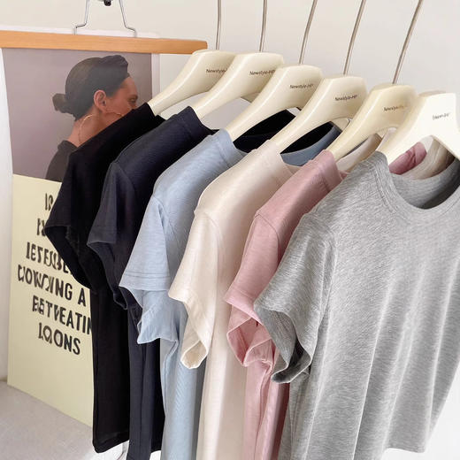 莱赛尔兰精天丝醋酸绵羊毛T恤 春夏薄款纸片人面膜短袖上衣 商品图2