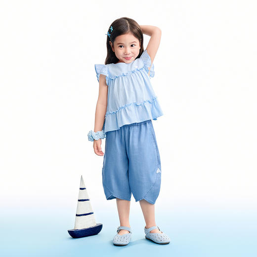 【实体店同款】女童全腰牛仔七分裤夏季新款安奈儿童装XG626202 商品图3