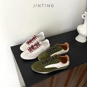 老钱风高级感【拼色平底德训鞋休闲简约运动鞋】精选高丝光牛反绒🐂自带高级哑光质感，复古氛围拉满☁️内里羊皮包裹，脚感如云朵